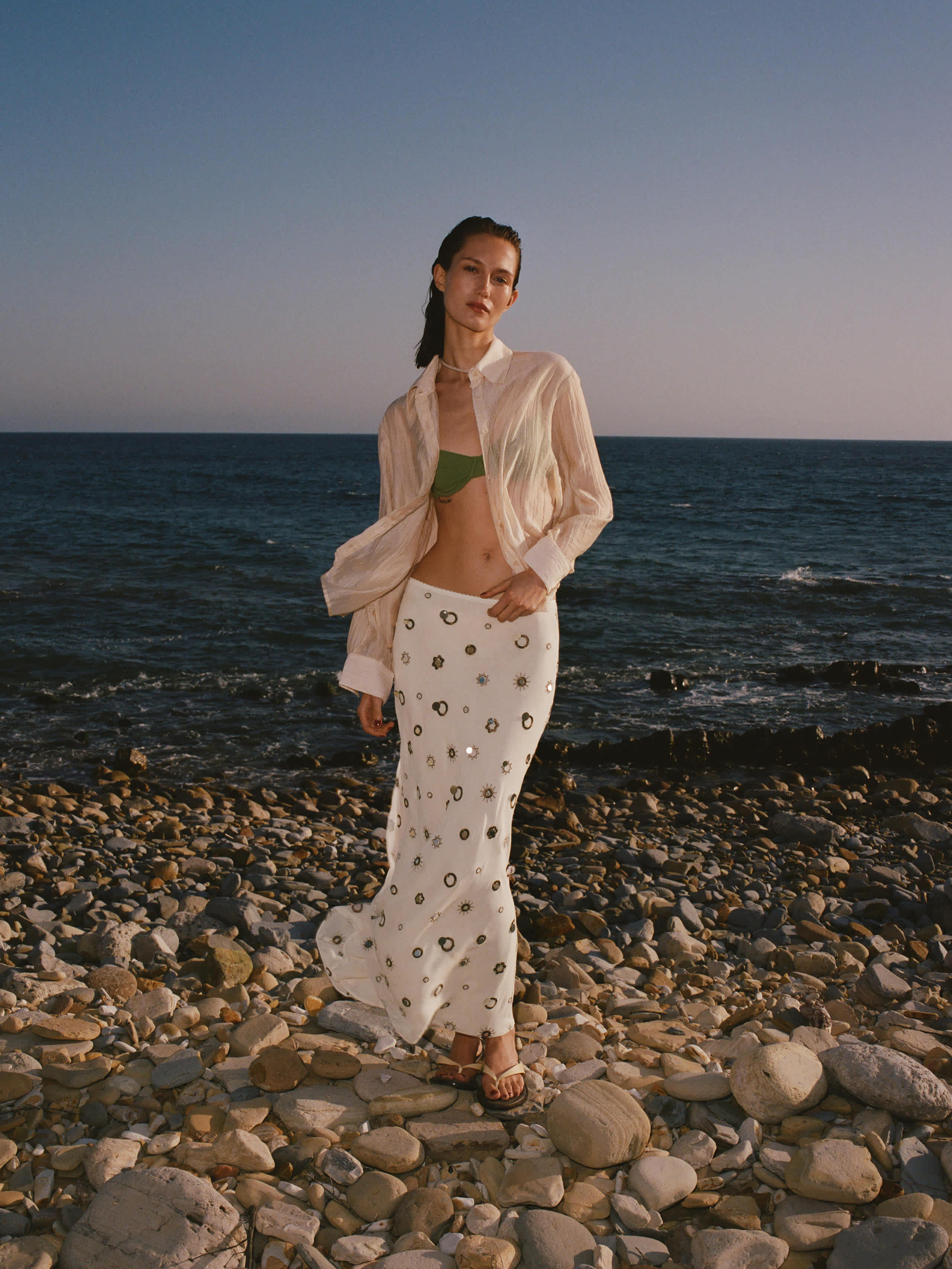 Reformation Layla Skirt Ivory Silk 6 | Reformation (Global)