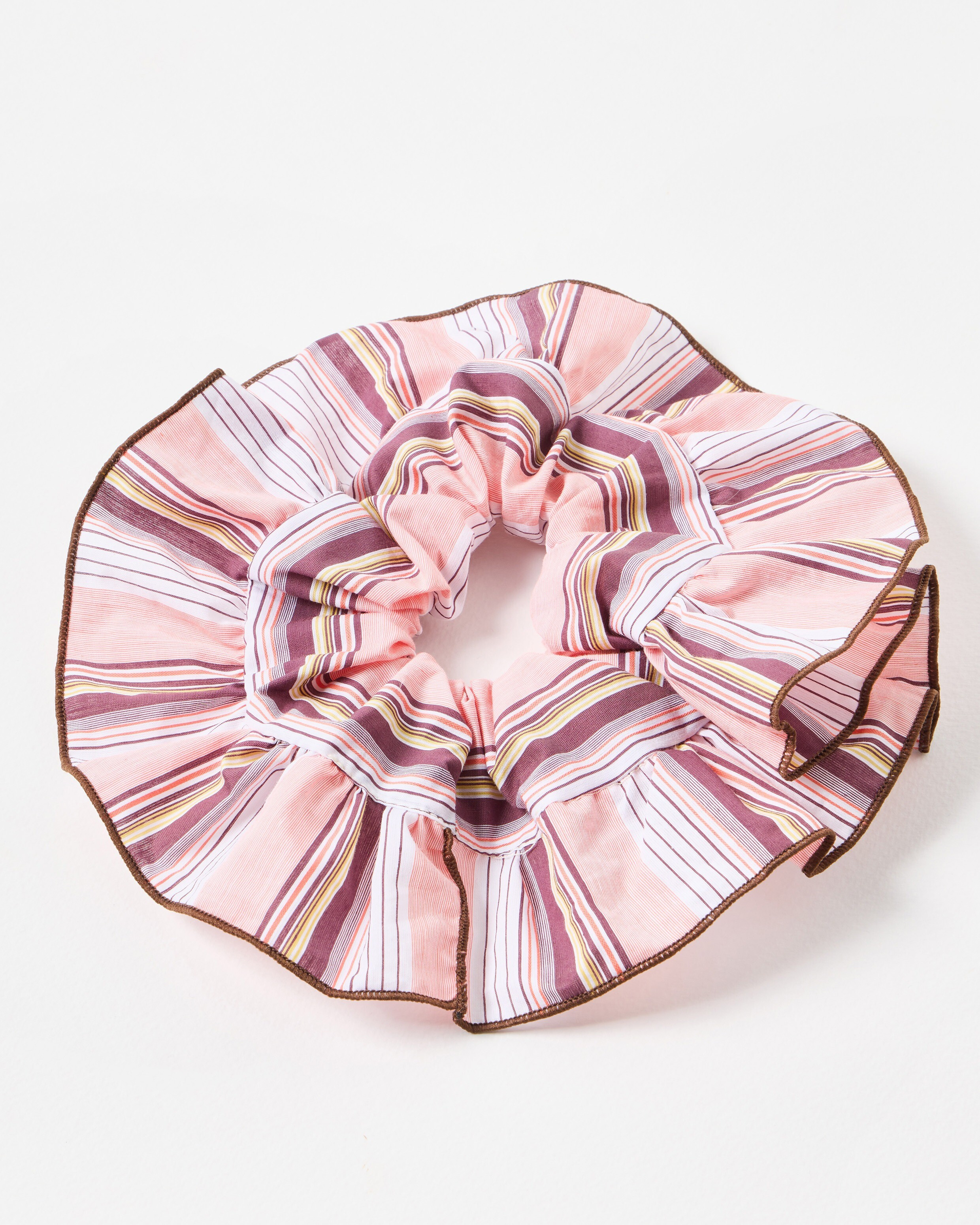 Elowyn Pink & Brown Striped Hair Scrunchie | Oliver Bonas | Oliver Bonas (Global)