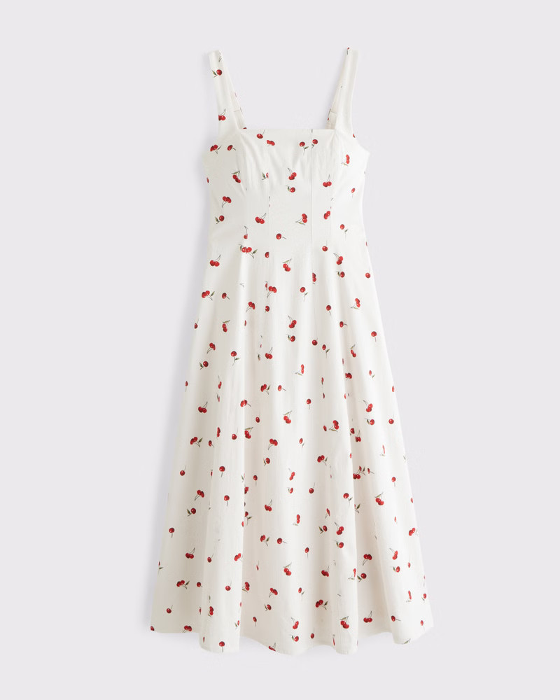 Abercrombie & Fitch Women's The A&F Mila Stretch Midi Dress in Cherry Print - Size M | Abercrombie & Fitch (US)