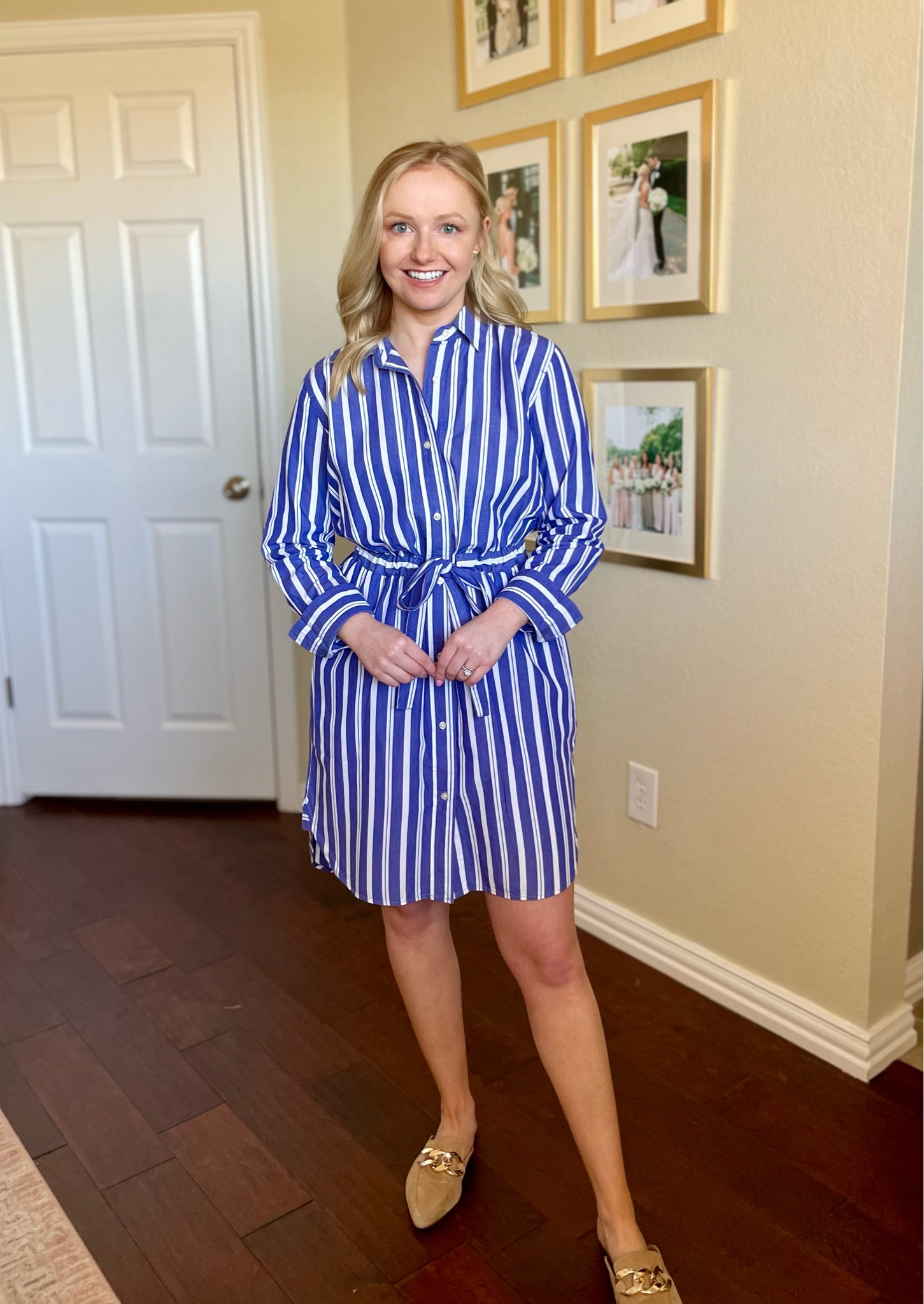 Wearing an XS | pinstripe dress, spring dress, teacher outfit, workwear, work dress, blue and white 

#LTKFind #LTKunder50 #LTKSeasonal