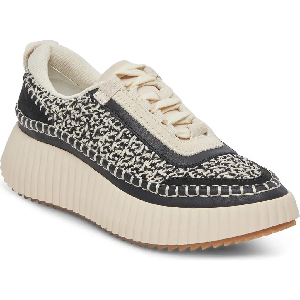 Dolce Vita Dolen Platform Sneaker in White/Black Woven at Nordstrom, Size 7.5 | Nordstrom