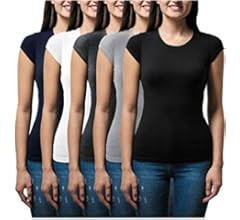 Sexy Basics Women's 5 Pack Casual & Active Basic Cotton Stretch Color T Shirts | Amazon (US)