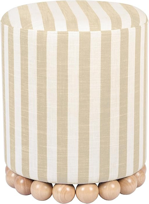 Tov Furniture Dex Beige Striped Linen Ottoman | Amazon (US)