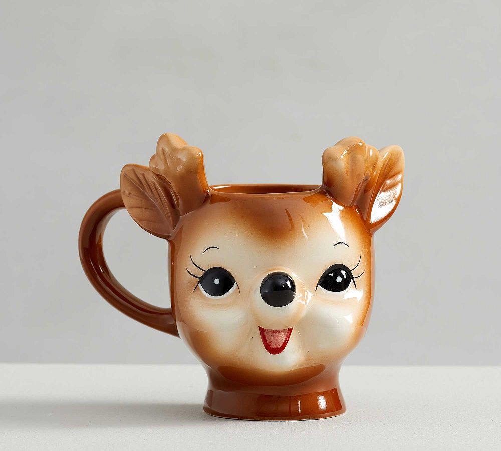 Cheeky Reindeer Handcrafted Ceramic Mugs | Pottery Barn (US)