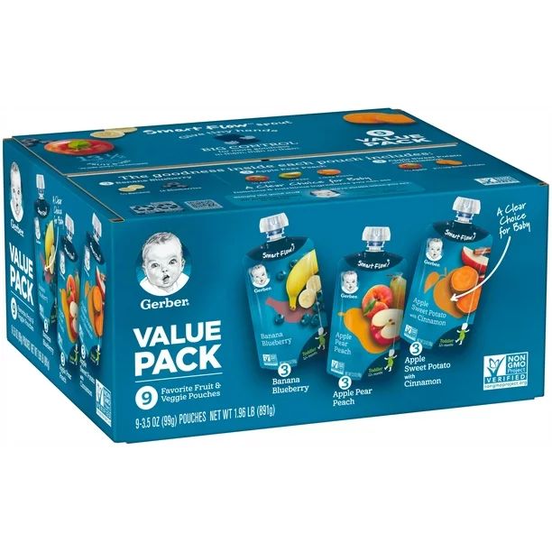 Gerber Toddler Baby Food, Variety Pack, 31.5 oz Pouch, 9 Pack - Walmart.com | Walmart (US)