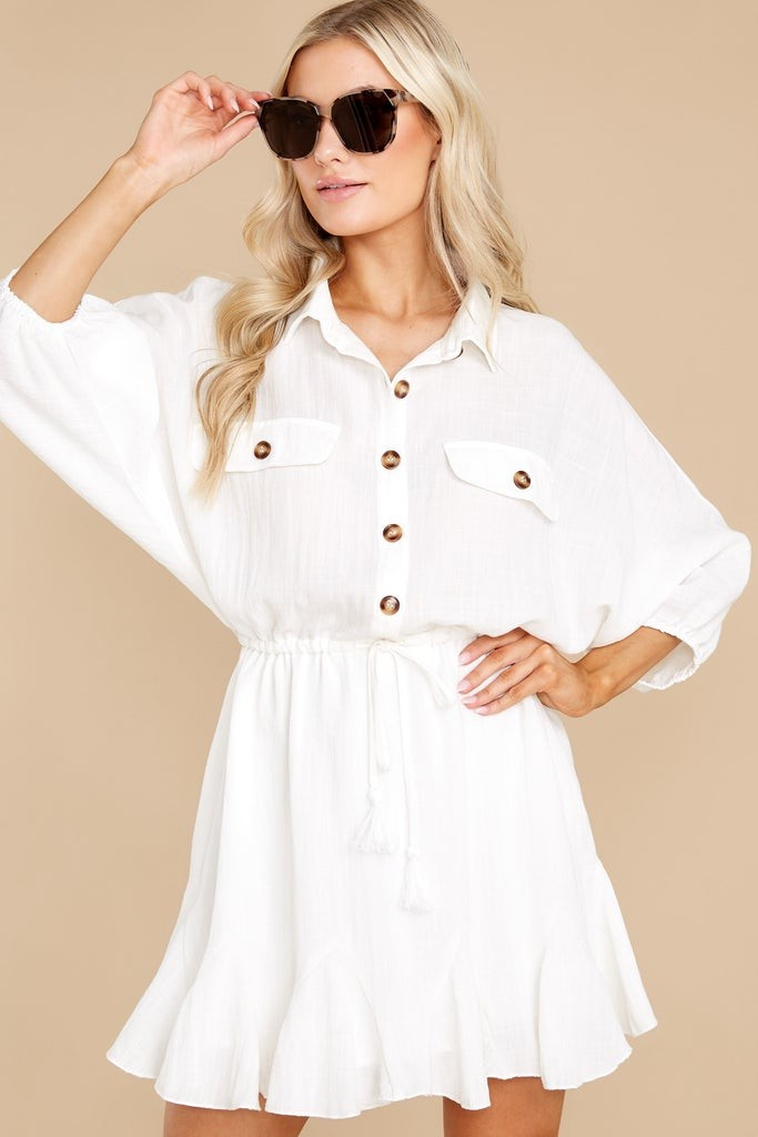 Seeking Adventure Off White Dress- Vacation Outfit | Red Dress 