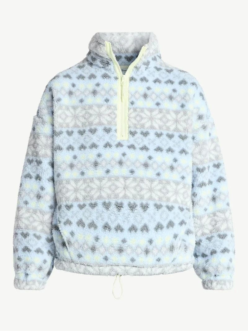 No Boundaries Plush Half-Zip Pullover, Women's and Plus | Walmart (US)