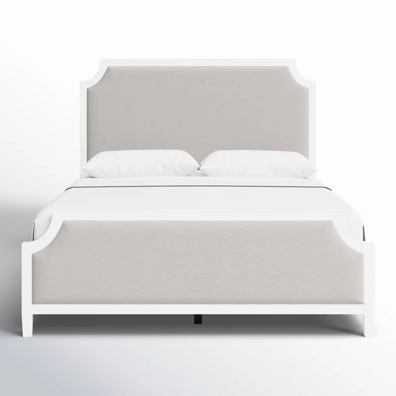 Ashonta Queen Solid Wood and Upholstered Cream Bed Frame | Wayfair North America