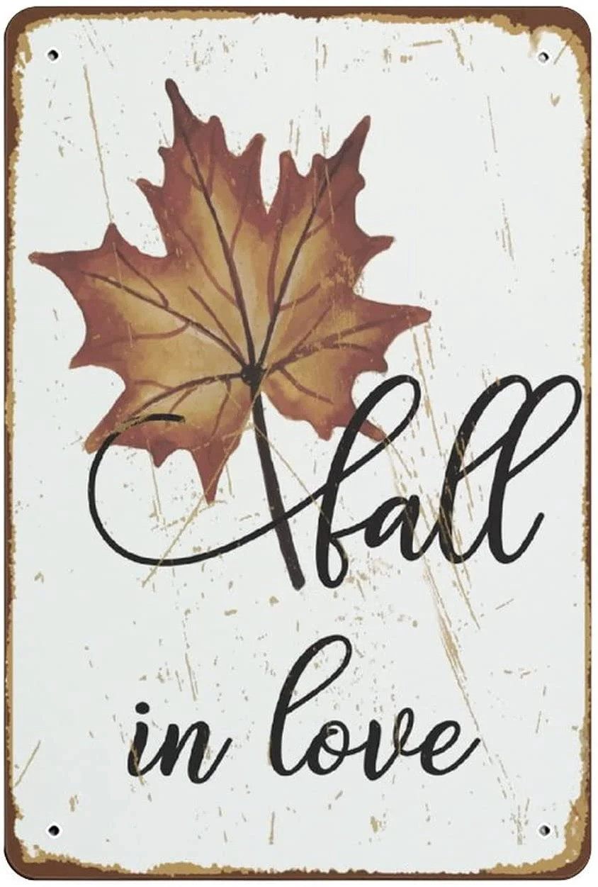 Fall Print Fall Decor Wall Art Home Decor Fall In Love Novelty Tin Metal Sign Plaque Bar Pub Vint... | Walmart (US)
