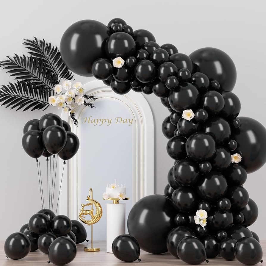 Voircoloria 130pcs Black Balloons Different Sizes 18" 12" 10" 5" Party Latex Balloons for Birthda... | Amazon (US)