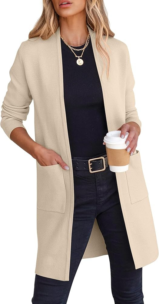ANRABESS Cardigan Sweater for Women Casual 2024 Fall Fashion Coat Long Sleeve Open Front Knit Coa... | Amazon (US)