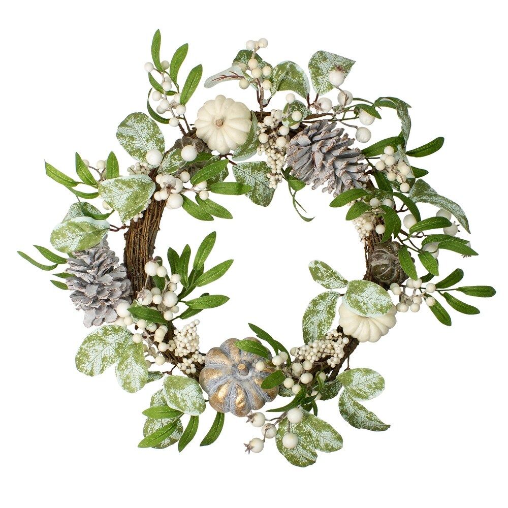 Pumpkin, Berries and Leaves Twig Artificial Thanksgiving Wreath - 20 Inch, Unlit (Artificial Wreath) | Bed Bath & Beyond