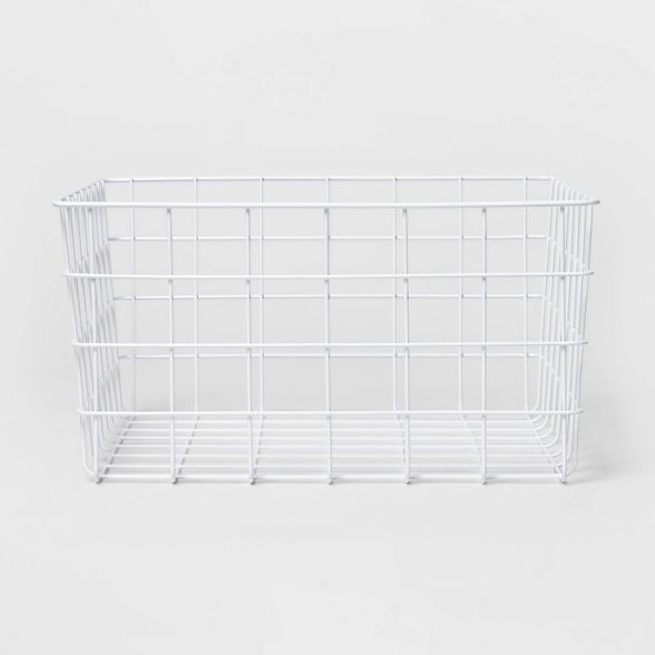 13" Rectangular Steel Decorative Baskets White - Room Essentials™ | Target