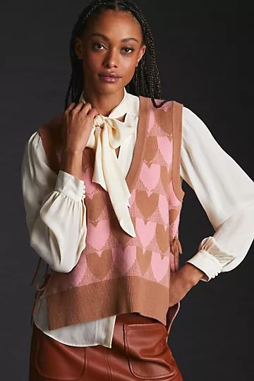 Kerri Rosenthal Heart In Check Cashmere Sweater Vest | Anthropologie (US)