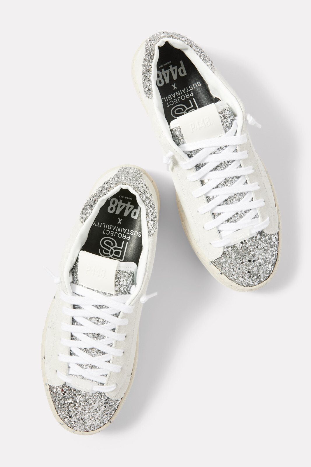 Thea White/Silver Sneaker | EVEREVE