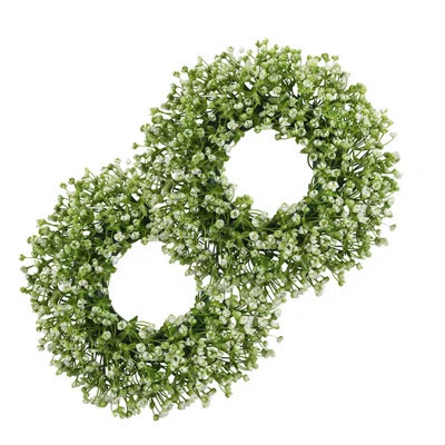 set of 2 Artificial Flower Wreath,Simulated Plant Flower Garlands, 14 Inch Artificial Green Flower Wreath, Suitable for Home Decoration, Fireplace, Fr | Wayfair North America