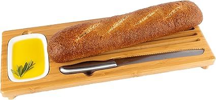 BAMBOO LAND NEW Sweep Off BAMBOO Baguette Board, bread/loaf cake cutting board with bread crumb c... | Amazon (US)