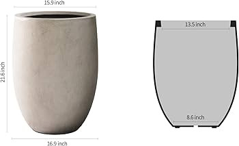 Kante 21.7" H Weathered Concrete Tall Planter, Large Outdoor Indoor Decorative Pot with Drainage ... | Amazon (US)