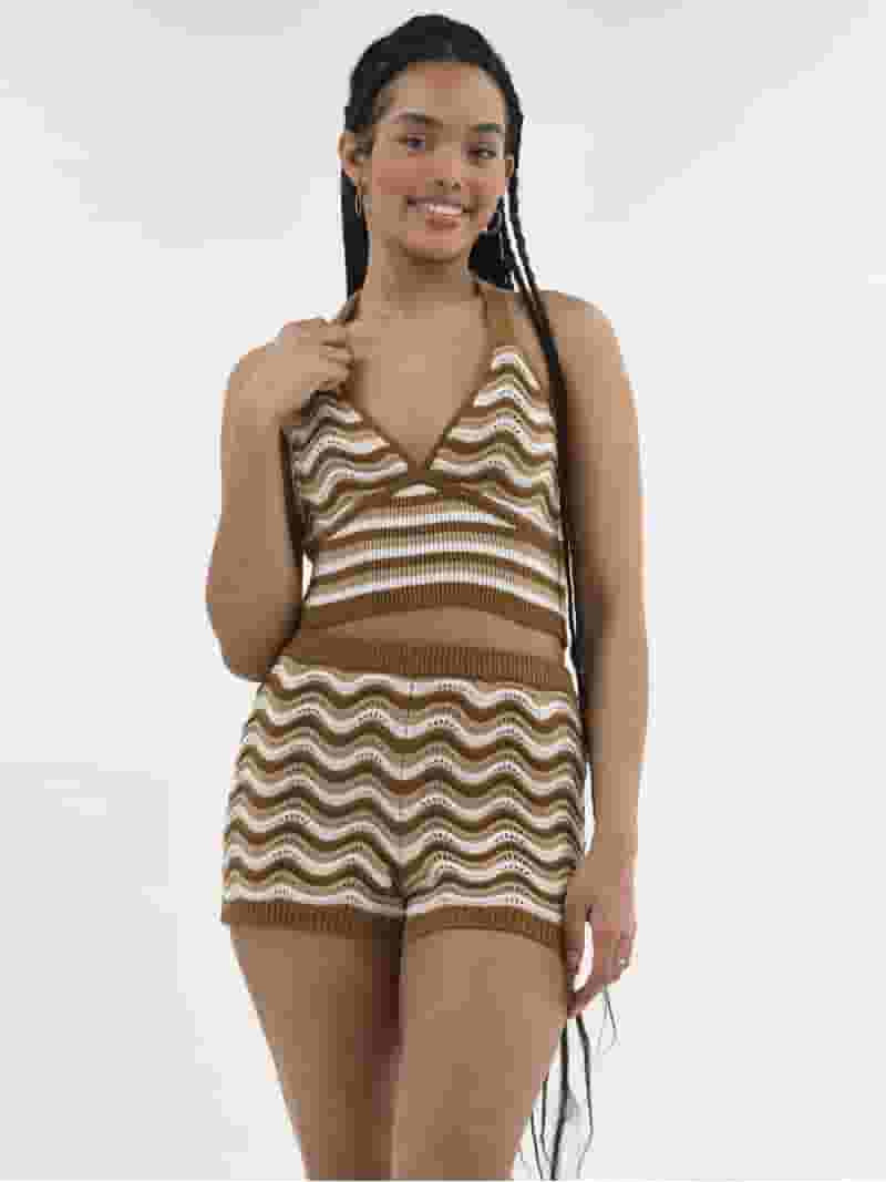 No Boundaries Crochet Halter Top and Shorts Set, 2-Piece, Women's | Walmart (US)