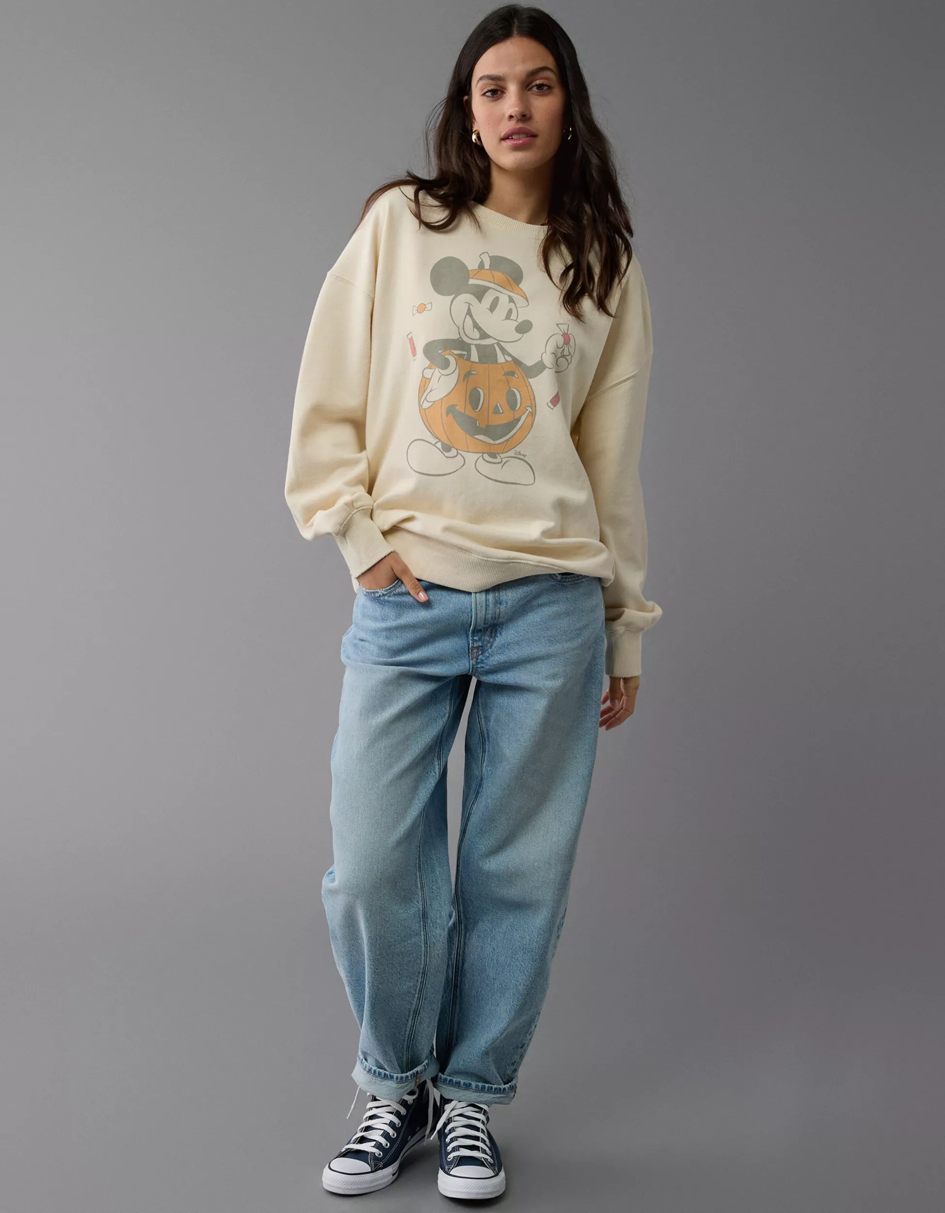 AE Halloween Oversized Graphic Crew Neck Sweatshirt | American Eagle Outfitters (US & CA)