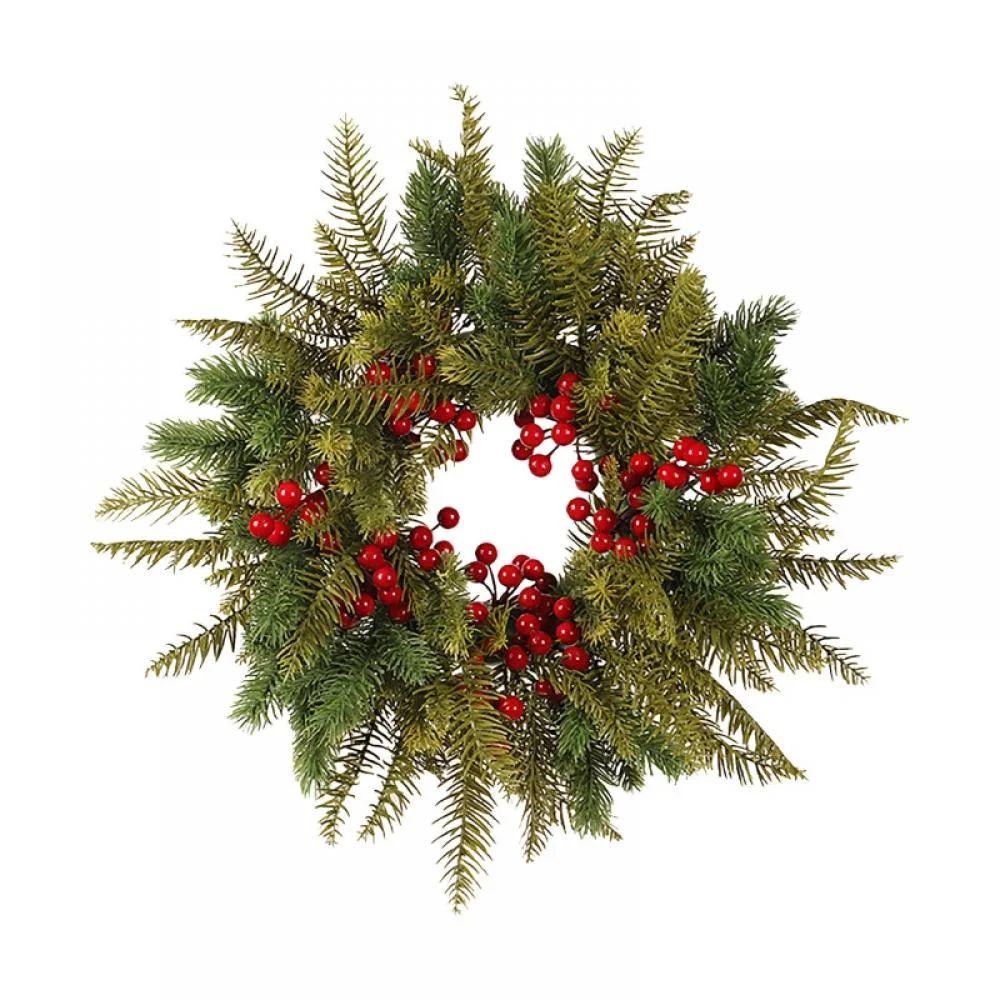 16 Inch Christmas Wreath - Lighted Christmas Door Wreaths with Pine Cones & Berries & 20 LED Ligh... | Walmart (US)