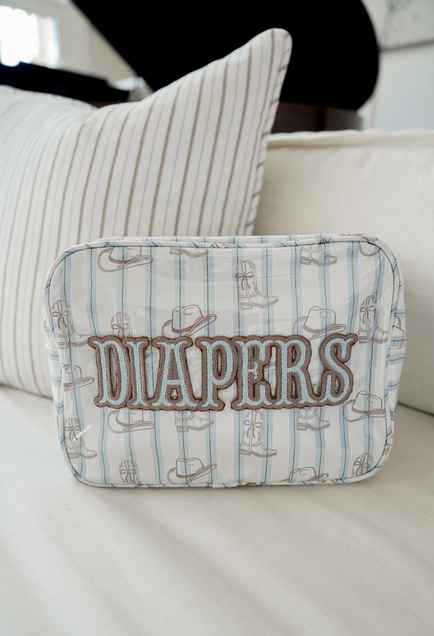 Diapers XL - Western Blues Clear Coat Bag | KenzKustomz