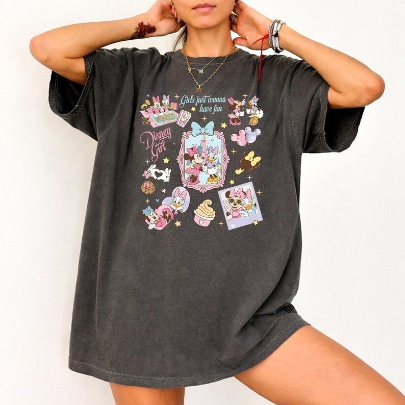 Retro Girls Just Wanna Have Fun T-shirt, Minnie and Daisy Girls Couples Girl Vacation Tee, Disney... | Etsy (US)