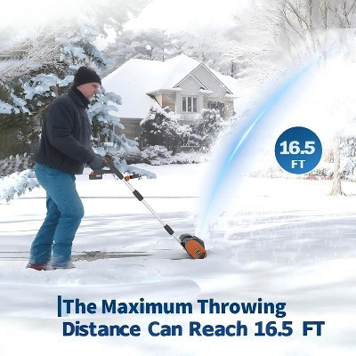 12in Cordless Snow Shovel, Brushless Motor Electric Snow Removal Blower with LED, Battery & Charger, 16.5ft Snow Thrower with 180¡ã Chute, Orange | Target