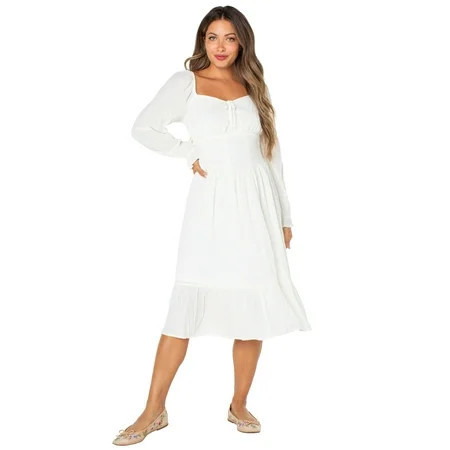 Celebrity Pink Women s and Women s Plus Long Sleeve Midi Dress Sizes XS-4X | Walmart (US)