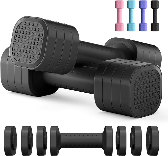 Adjustable Dumbbell Set of 2, 4 in 1 Free Weights Dumbbells Set for Women, Hand Weights for Women... | Amazon (US)