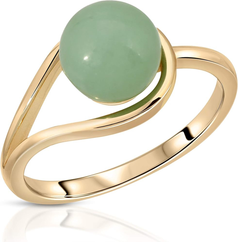 Regalia by Ulti Ramos 925 Sterling Silver 8mm Genuine Green Jade Ring | Amazon (US)