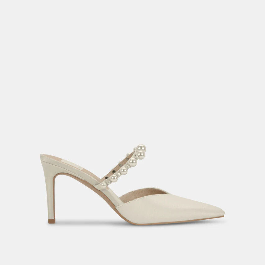 KANIKA Pearl Heels Vanilla Silk | Vanilla Silk Pearl Tapered Heels | DolceVita.com