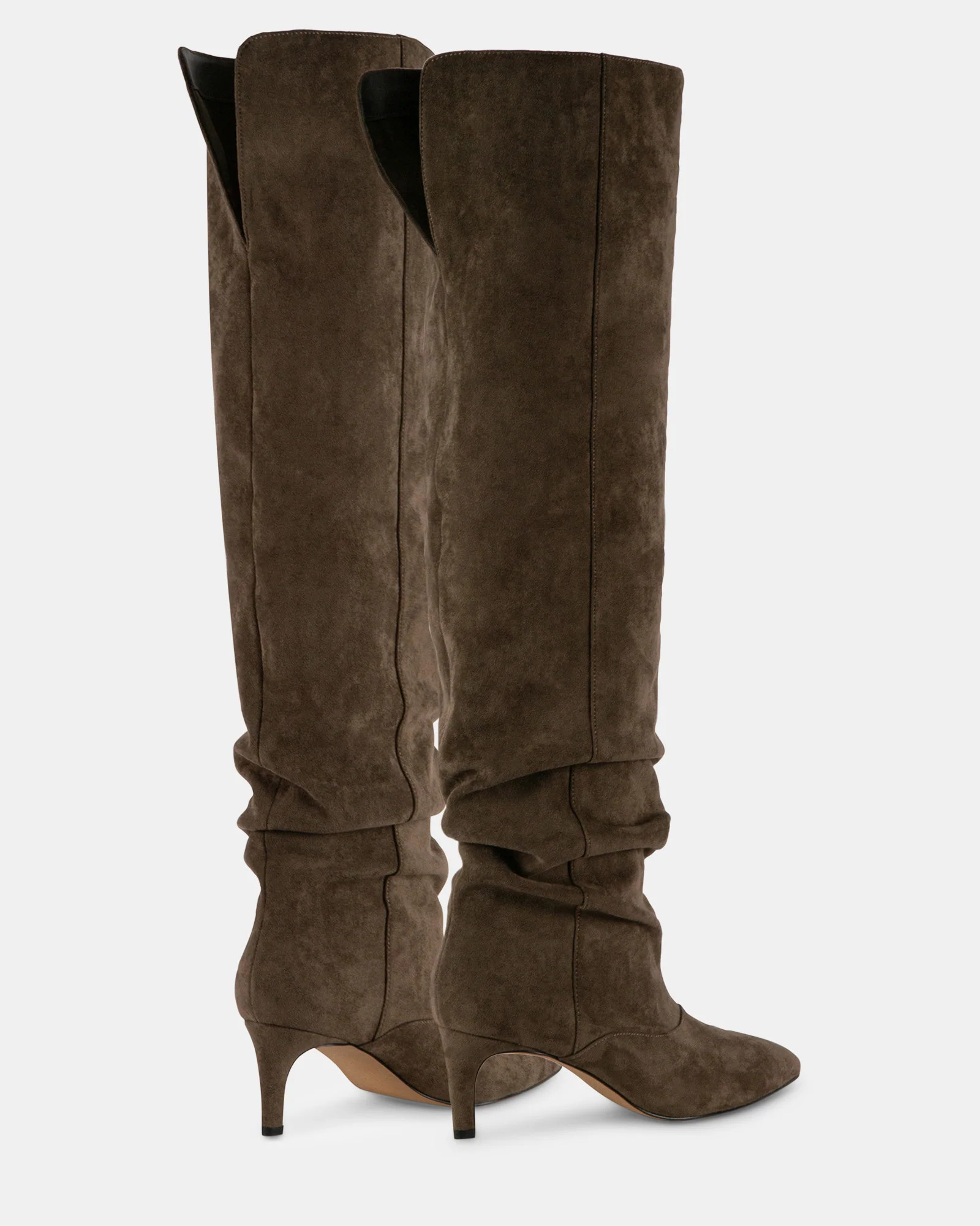 STASSII Taupe Over The Knee Pointed Toe Boots | Women's Designer Boots | Steve Madden (Canada)