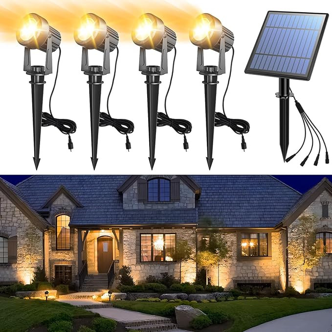 APONUO Solar Spot Lights Outdoor 4-in-1 Solar Landscape Lights Dusk to Dawn Solar Uplights IP65 W... | Amazon (US)