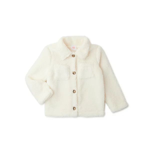 Wonder Nation Baby and Toddler Girl Faux Sherpa Jacket, Size 12M-5T | Walmart (US)