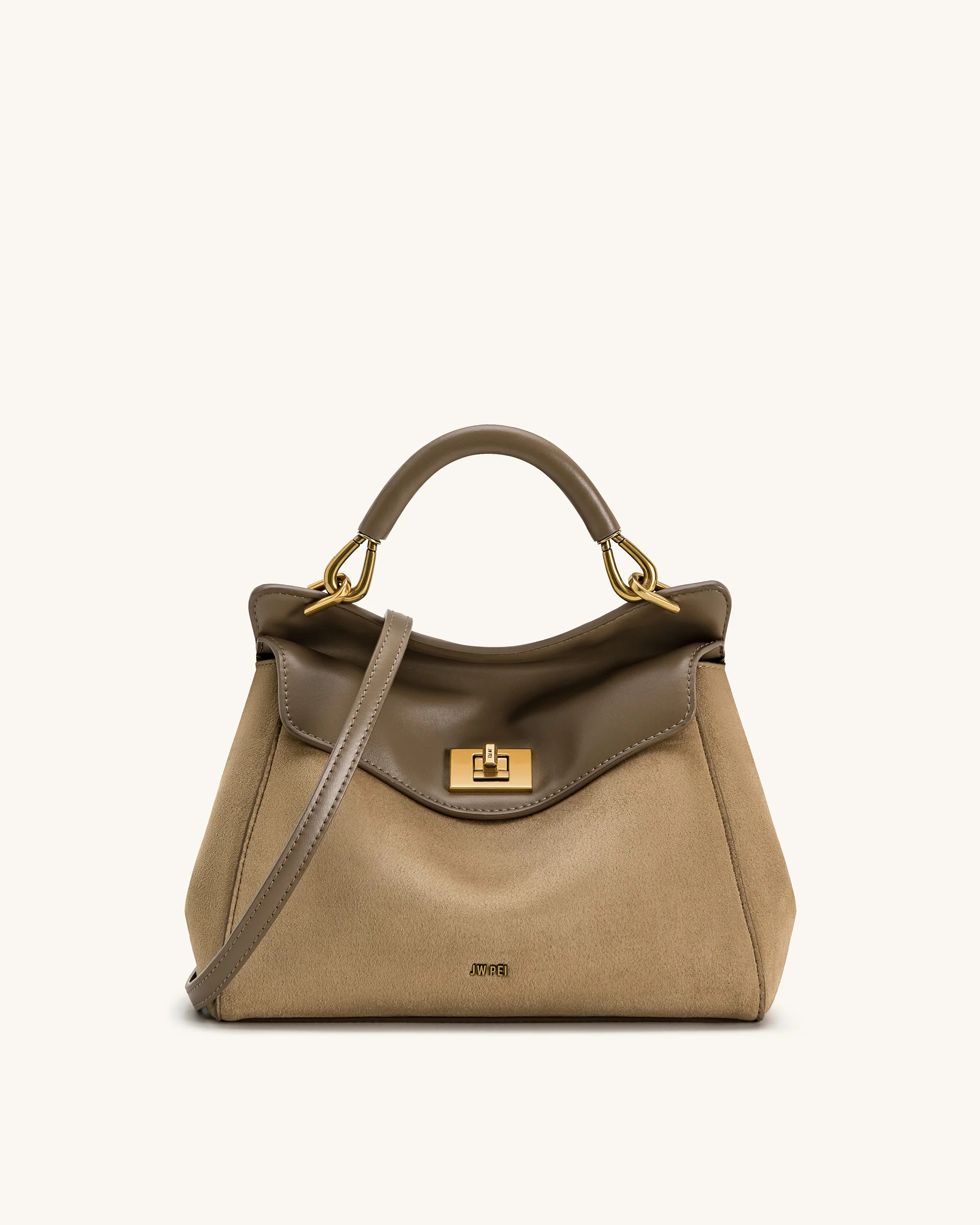 Lucia Classic Faux Suede Top Handle Bag - Taupe | JW PEI US