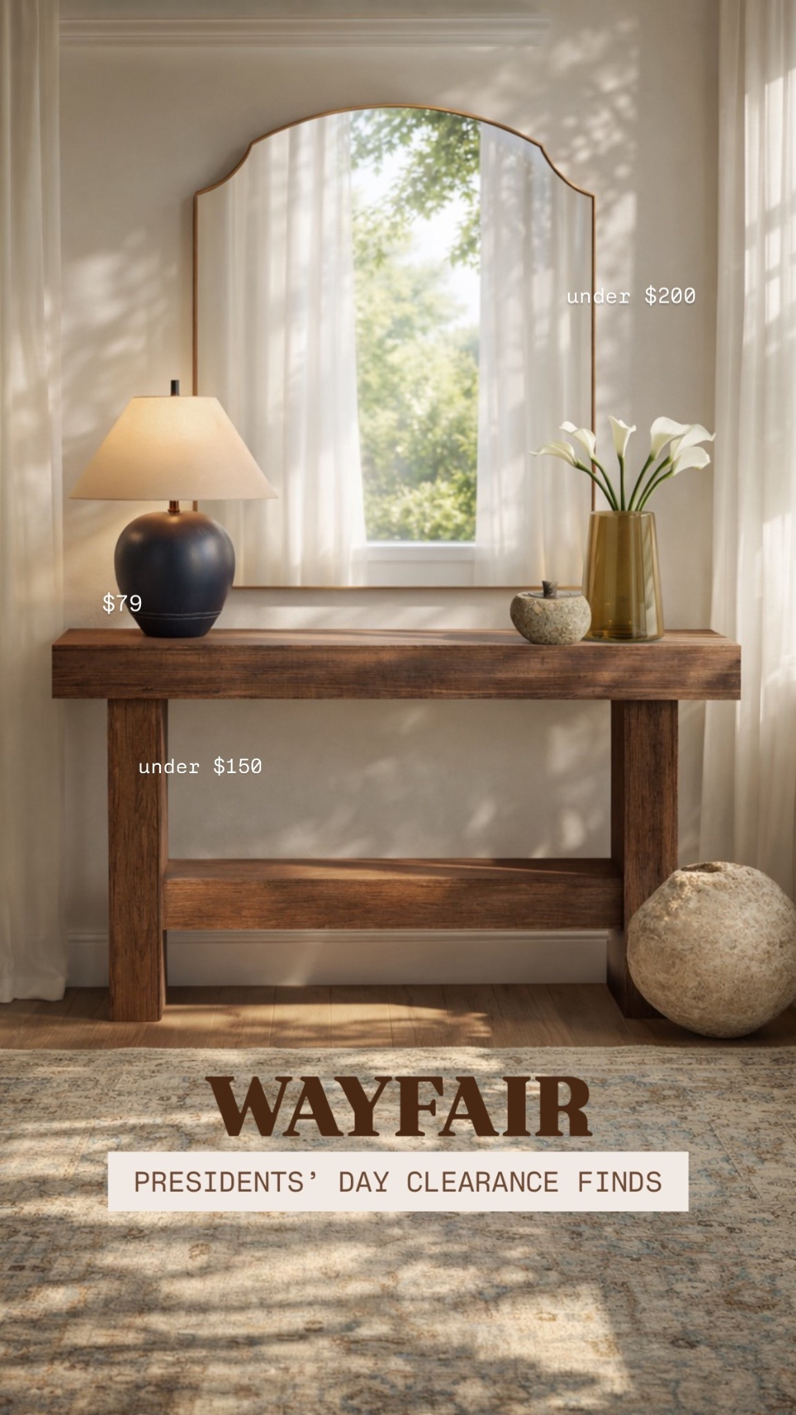 WAYFAIR Presidents’ Day Clearance is SO good right now!! organic modern finds, cozy textures, and elevated pieces without the high price tag.

Up to 70% OFF , Fast + FREE shipping over $35  

Sale ends February 16

I rounded up some of my favorite under-$200 pieces (this console 😍) that give that warm, designer look without the splurge. Tap to shop before everything sells out!

#LTKhome #WayfairFinds #OrganicModern #HomebodyStyle #LTKSaleAlert #Ad #Wayfair #WayfairPartner @wayfair