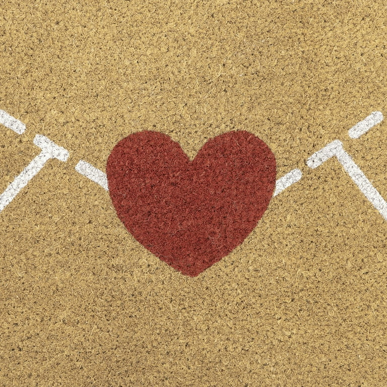 My Texas House Natural/Red Heart Envelope Outdoor Coir Doormat, 30" x 48" | Walmart (US)