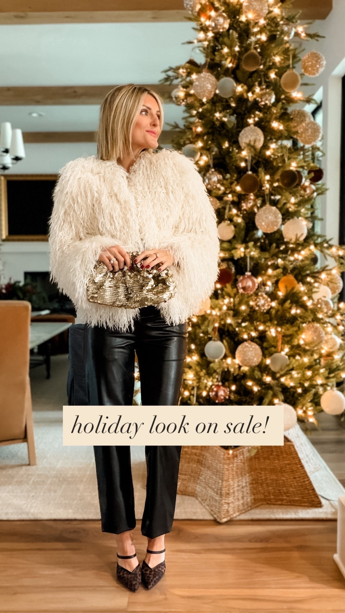 This fur coat and these black faux leather pants is the perfect holiday look for a party! They are both on major sale & my code AFLOVERLY stacks on top! Wearing S/25!

Loverly Grey, Christmas party, holiday party, faux leather pants, black leather pants, maternity pants, cream fur coat, faux fur coat, Abercrombie sale, Black Friday sale, cyber week 

#LTKHoliday #LTKCyberWeek #LTKSaleAlert