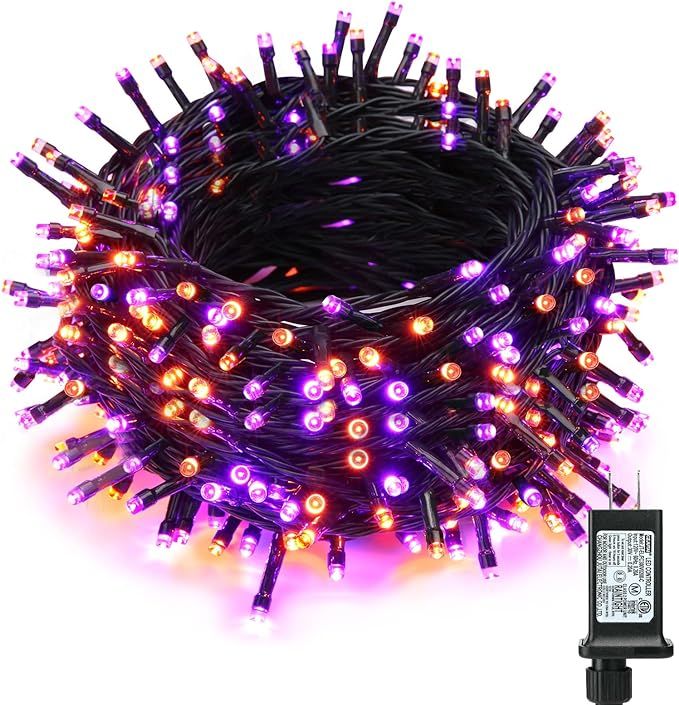 ODEETRONIC Orange Purple Lights, 164ft 500 LED Outdoor Halloween String Lights, Plug in Orange Ha... | Amazon (US)