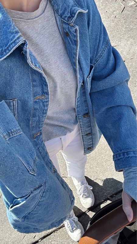 wearing a small in denim jacket, love the oversized fit 
wearing an xs in tee, one of my favorites! cute tucked or worn long 
jeans are a few years old from Abercrombie, linked similar styles of jeans in stock 

Winter outfit
Spring outfit
Park outfit 

#LTKSpringSale #LTKSeasonal