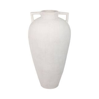 40 in. Ivory Ceramic Amphora Decorative Vase Pointy Handles | The Home Depot