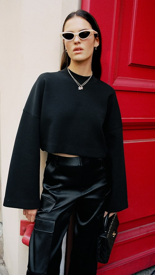 FRAME Cropped Mock Neck Sweatshirt | SHOPBOP | Shopbop