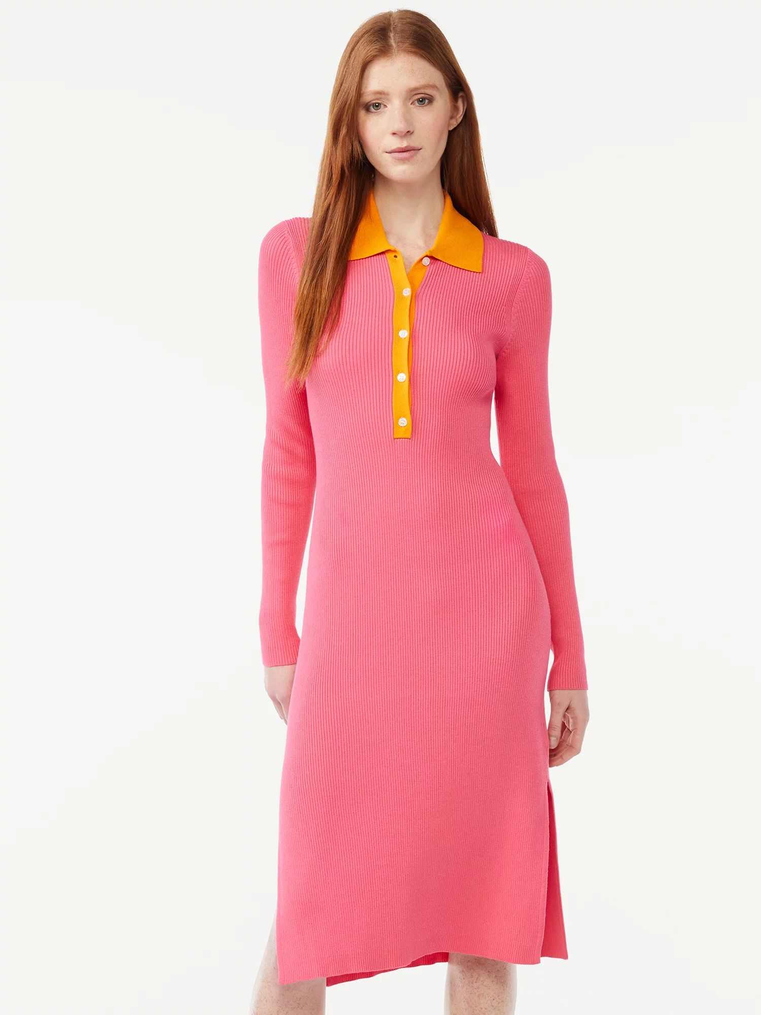 Free Assembly Women's Polo Sweater Midi Dress | Walmart (US)