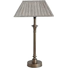 Creative Co-Op Farmhouse Metal Pleated Linen Shade, Brass and Grey Table Lamp, Gray | Amazon (US)