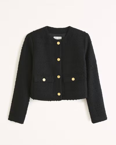 Women's Collarless Tweed Jacket | Women's Clearance | Abercrombie.com | Abercrombie & Fitch (US)