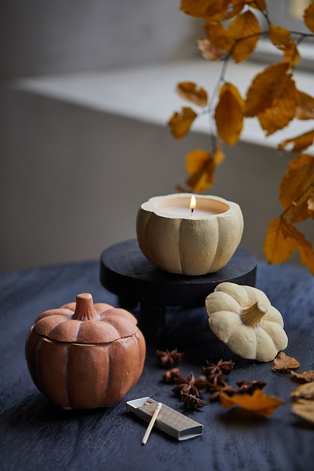 Rosy Rings Ceramic Candle, Pumpkin | Anthropologie (US)