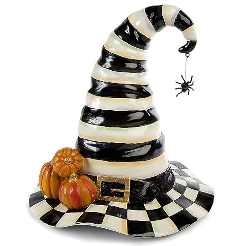 MACKENZIE-CHILDS Courtly Stripe Witch’s Hat, Black-and-White Witch Hat Decor, Halloween Home De... | Amazon (US)