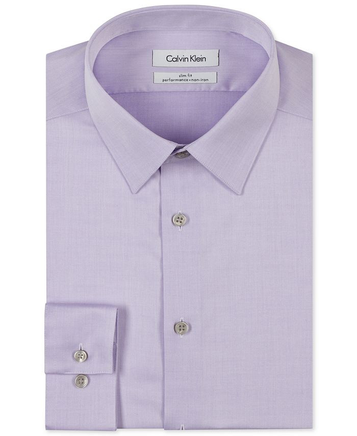 Calvin Klein Men's Slim Fit Non Iron Performance Herringbone Point Collar Dress Shirt	 & Reviews ... | Macys (US)