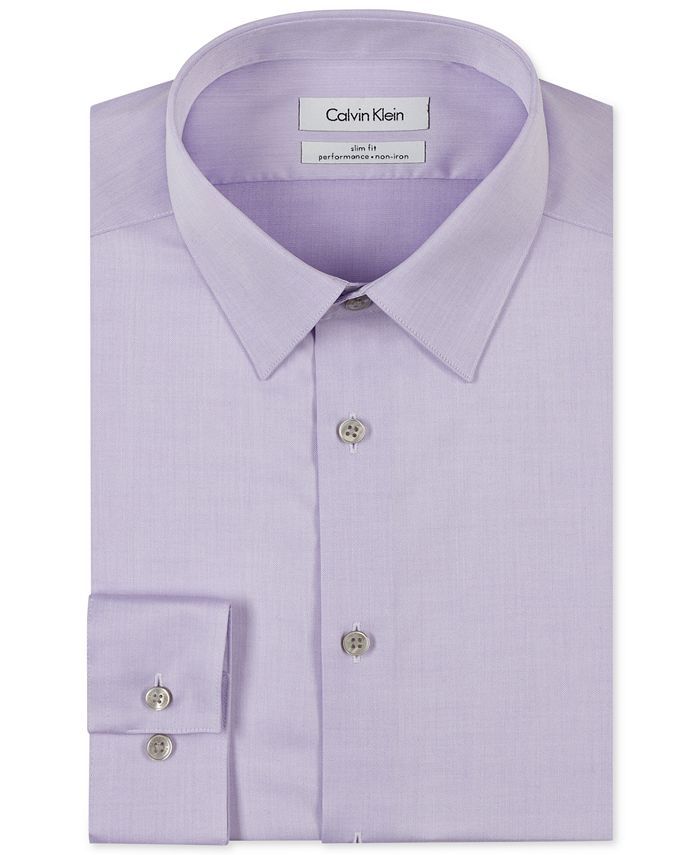 Calvin Klein Men's Slim Fit Non Iron Performance Herringbone Point Collar Dress Shirt	 & Reviews ... | Macys (US)